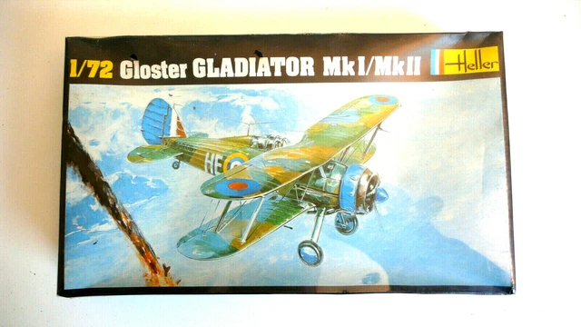 KIT HELLER   GLOSTER GLADIATOR Mk1    1/72è   BOITE NOIRE ANNÉE 70   COMPLET