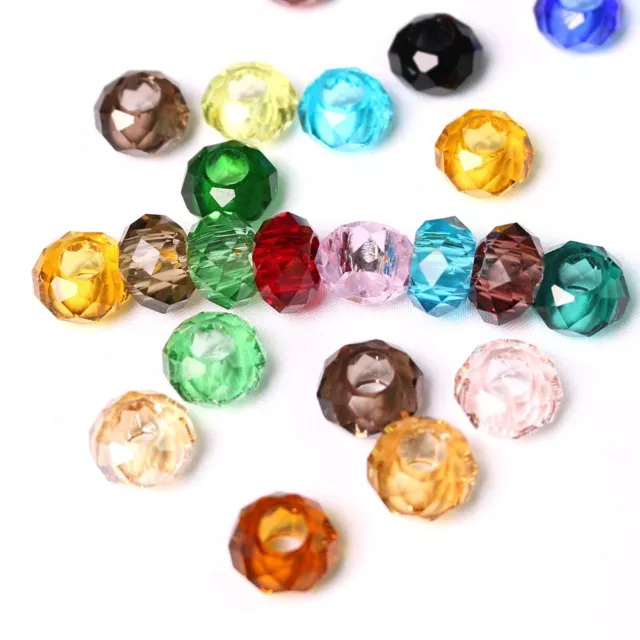 Glass Round Spacer Beads - 8x14mm Crystal Bead Large Hole Charms Jewelry Making