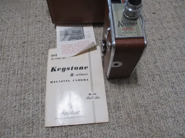 Keystone 8mm K-41 Bel Air Magazine camera. Not Tested