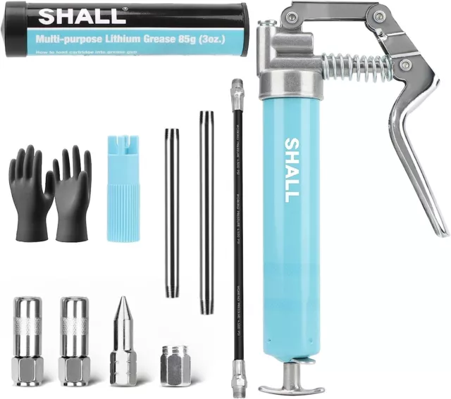 SHALL Mini Grease Gun, Small Grease Gun Kit ,3.52OZ Capacity, 3000PSI