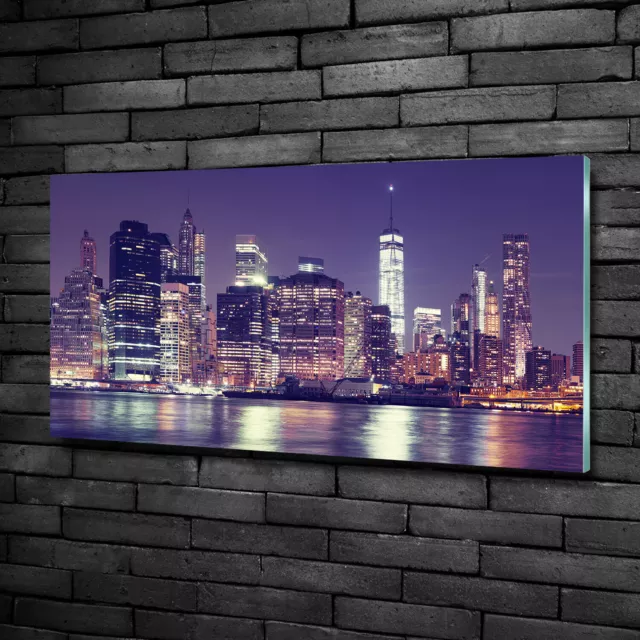 Tulup Image Sur Verre Trempé Tableaux 100x50 - New York De Nuit