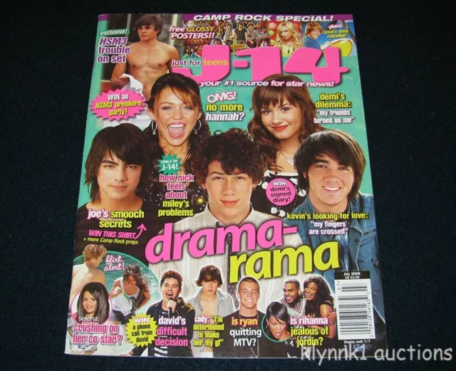 J-14 Magazine July 2008 Joe Nick Jonas Brothers Zac Ashley Jason Demi Selena