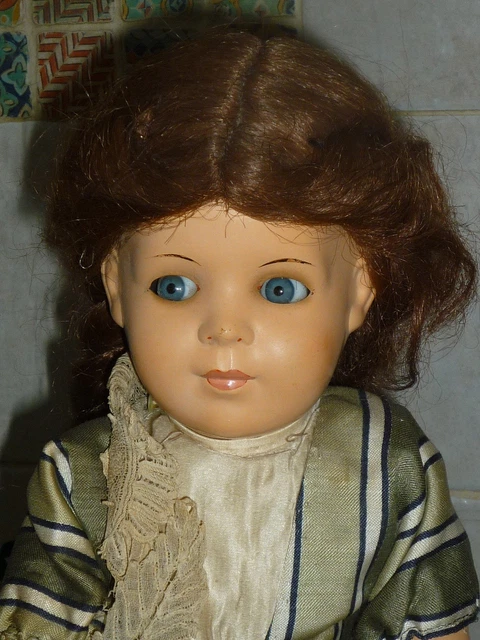 Poupon ancien vintage corps chiffon membre articulé yeux riboulants Poupée 48cm - Jeux & Jouets