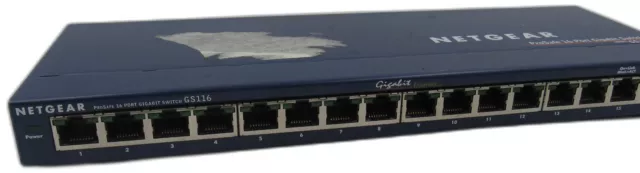 Netgear Prosafe,10/100/1000 Gigabit 16 port GS116 Switch W/out Ears