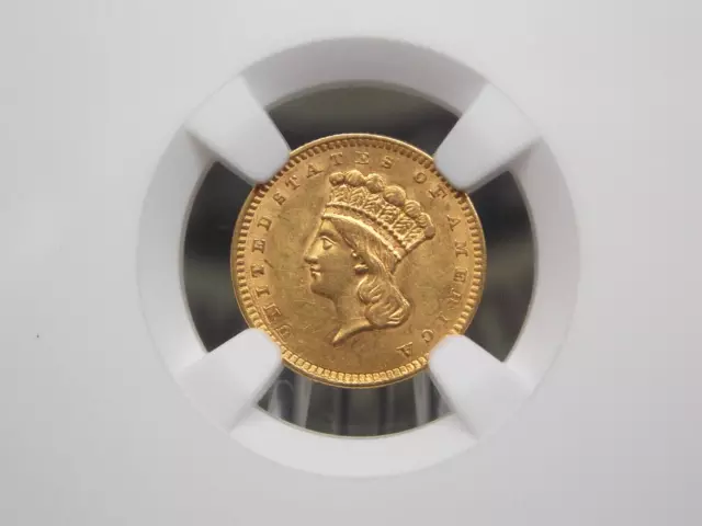 1858 $1 Liberty Head GOLD One Dollar *TYPE 3* $1 NGC AU58 #003 About Unc ECC&C