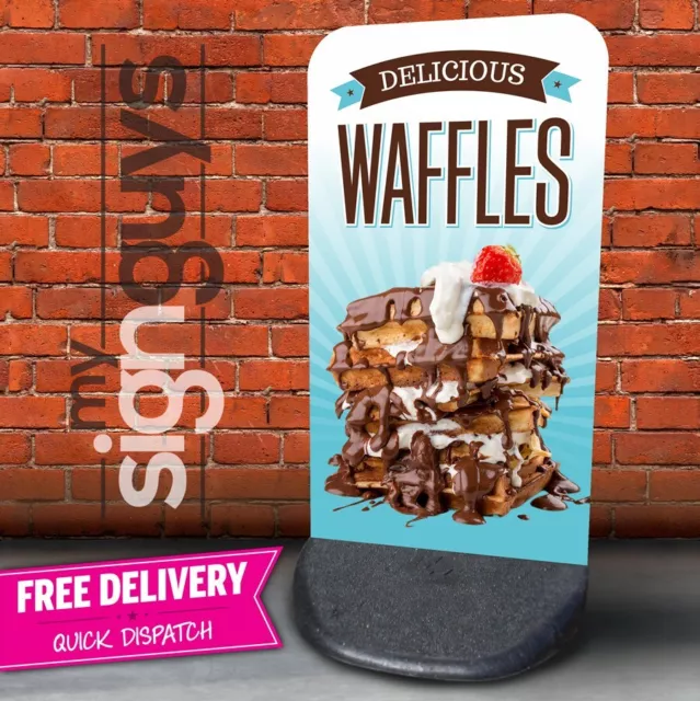 Waffles Aboard Pavement Sign Outdoor Street Advertising Display catering