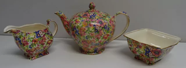 Vintage Royal Winton Grimwades Floral Chintz Teapot Milk Jug Sugar Bowl Sunshine