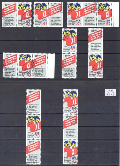 DDR - Briefmarken, Satz: XI. WGB-Kongress, Jahrgang 1986, Mi 3049