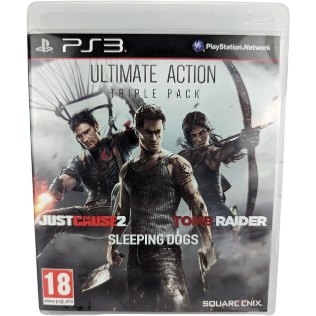 Ultimate Action Triple Pack PS3 Just Cause 2 Tomb Raider Sleeping Dogs Game