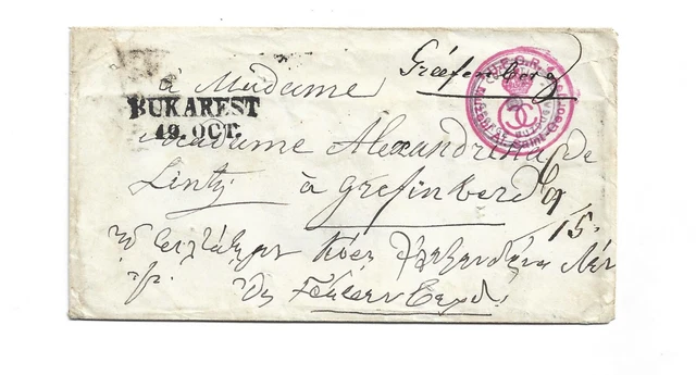 Romania Rare Prephilatelic Letter To Austria Bucuresti Linear Cancel Via Sibiu