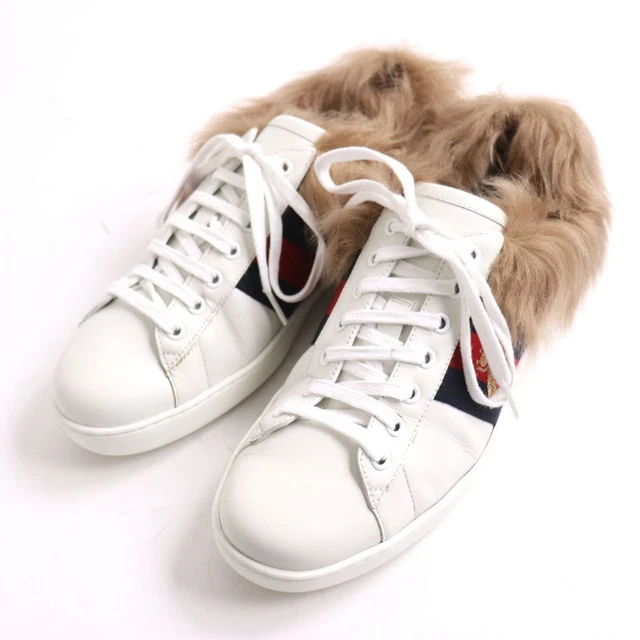 GUCCI  Webline Ace  Shoes BEE Embroidery White 8 Men s Made in Italy