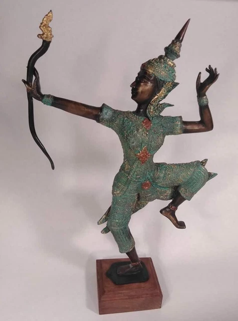 Beautiful Archer Statue - Thai Style - Solid Brass Bronze Patina - Thai Archer