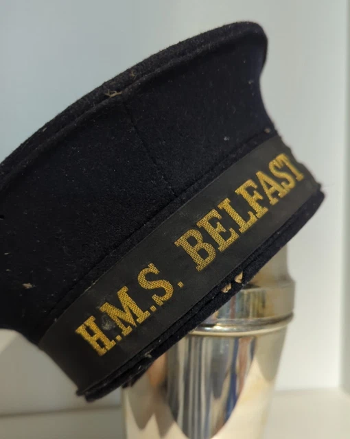 ROYAL NAVY RATINGS CAP HMS BELFAST MILITARY RN ISSUE HAT BAND ORIGINAL