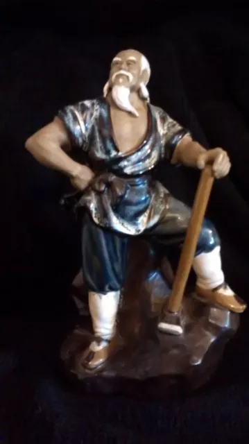 Shiwan Mudman Proud Working Man with Axe Rock Chinese Figurine