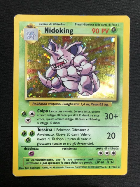 Pokemon Nidoking 11/102 Base Set Rare Holo Unlimited Wizards ITA Vintage Card