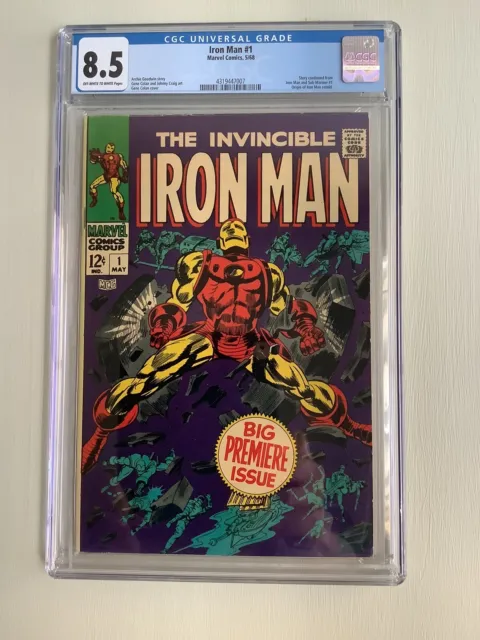 Iron Man (1968) #1 CGC 8.5 OW to WHITE Pages Origin Retold 1st solo title