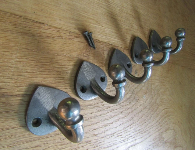 Cast iron Rustic Robe coat hooks vintage old English Victorian retro pegs