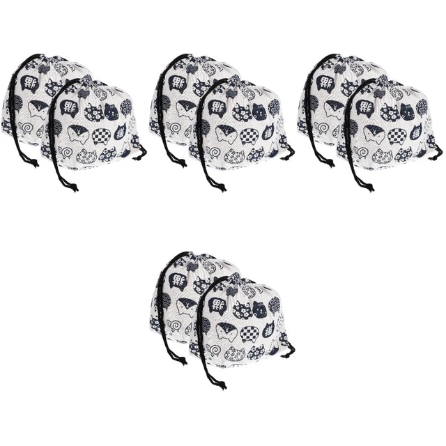 8 Pcs Sac Bento Coton Étudiant À Lunch Thermique Fourre-tout Pour Le Déjeuner