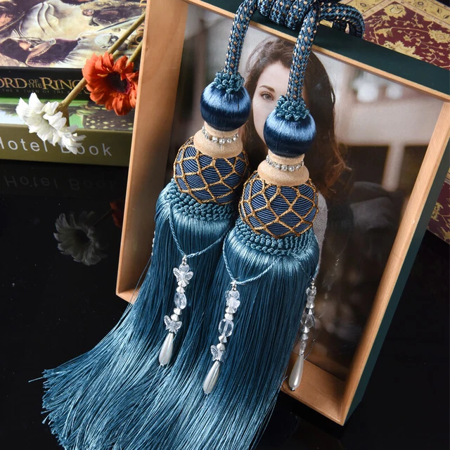 1 Pair Curtain Brush Tiebacks Tassel Fringe Hanging Pendant Curtain Buckle Home