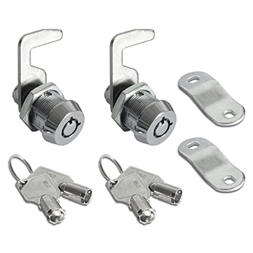 2 Pack Toolbox Lock 5/8 Tubular Cam Replacement Lock Hook Cam Keyed Al...