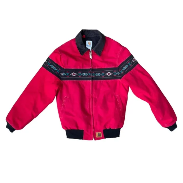 Vintage Carhartt Santa Fe jacket Aztec Navajo southwest red w/ corduroy collar M