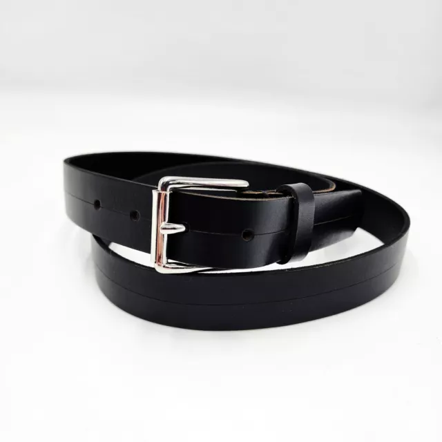 14th & Union Leather Unisex Belt sz 38 Black Basic Fit 36-40" Silver Tone Buckle