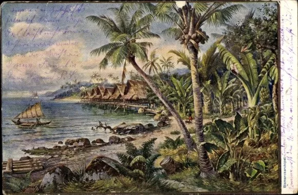 Künstler Ak Bismarck-Archipel Papua Neuguinea, deutsche Kolonie, Küste - 4262019