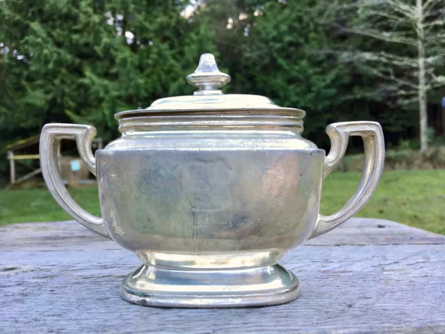 Antique UP System Union Pacific Railroad Dining Car Silver lidded Sugar Dish R&B