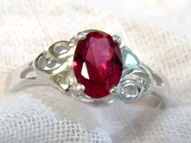 Red Lab Ruby Size 5 Ring 925 Sterling Silver USA Made 1ct