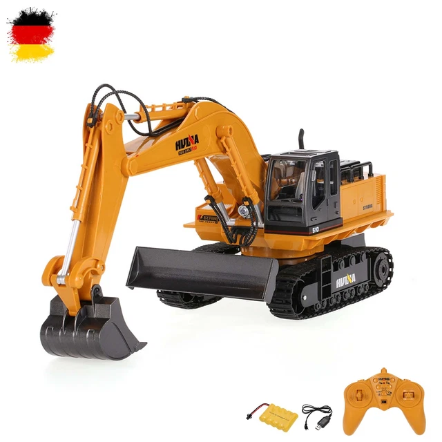 Ferngesteuerter Bagger 2,4 GHz – Mit Licht & Sound, Metallschaufel, 680° Drehung, 2 Akkus
