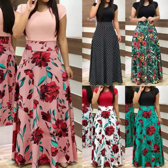 Vestidos de Mujer Casual Floreado Largo con Mangas para Fiesta Dress Elegante