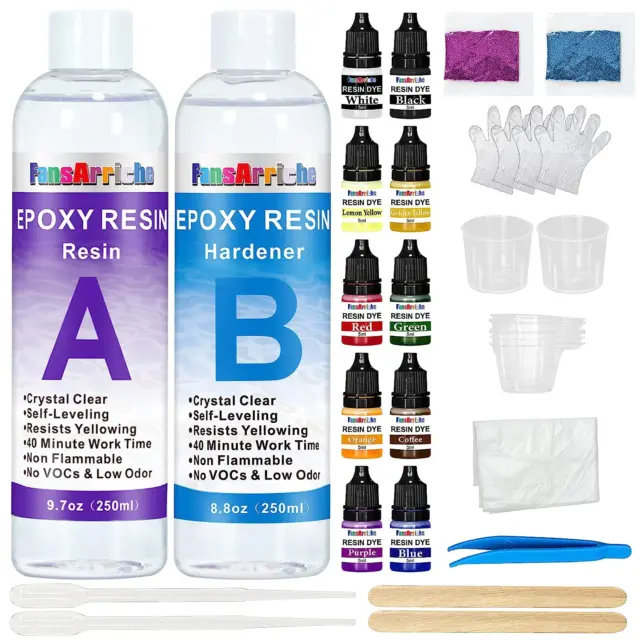 Epoxidharz Set Anfänger 500Ml Glasklar Epoxy Resin Gießharz Mit Epoxidharz Farbe