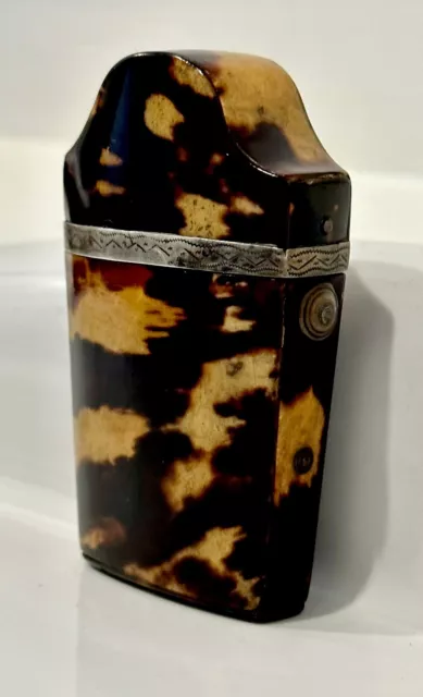 Antique Late Georgian Faux Tortoiseshell & Silver Etui Case Perfume Scent Box