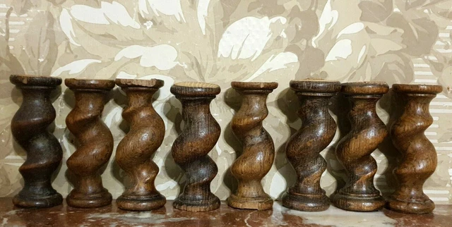 8 Barley twist turned spindle Column Antique french oak architectural salvage 4" 8