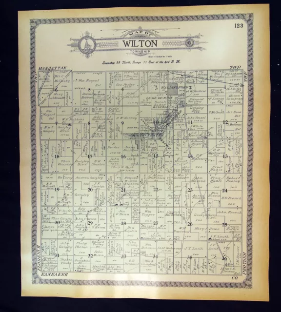 1910 Plat Map Wilton Township Will County  Illinois Wallingford Laughton Reserve