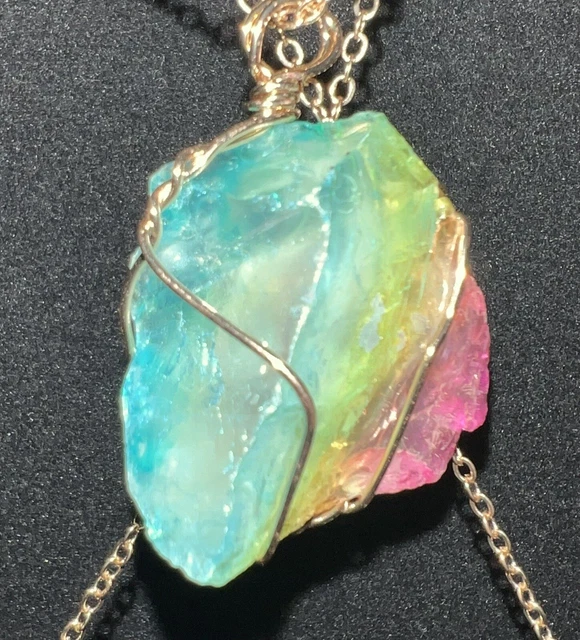 Natural Gemstone Necklace Chakra Stone Pendant Energy Healing Crystal with Chain