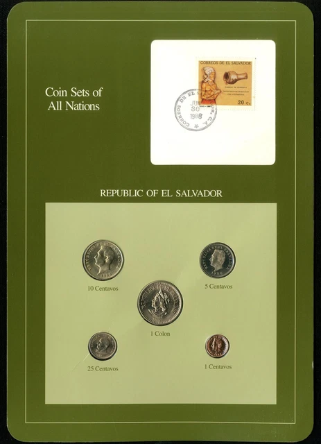 El Salvador: Coin Sets of All Nations 1985-1986 - UNC