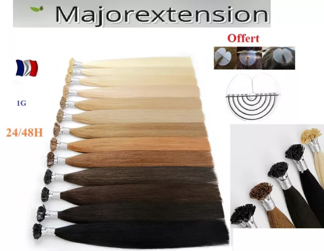 25 150 200 Extensions 1G Cheveux 100% Naturels A Chaud Kératine 49-60Cm Aaa 48H