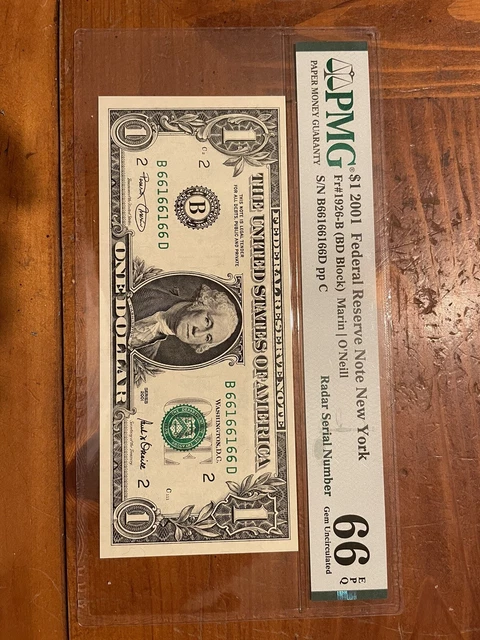 2001 $1 Federal Reserve Note Bookends,Radar And Flipper Note Binary New York