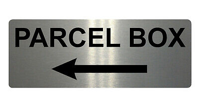 984 PARCEL BOX Arrow Left Metal Aluminium Plaque Sign Door House Office Letters