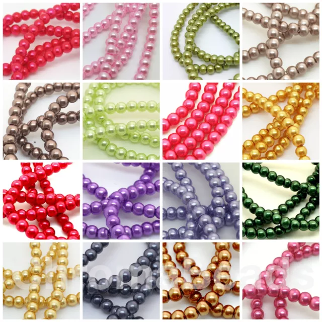 Verre Faux Perles - choix de 50+ couleurs, tailles 3mm 4mm 6mm 8mm 10mm 12mm