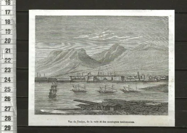 G173 / Gravure 1875 /  Vue De La Rade De Toulon