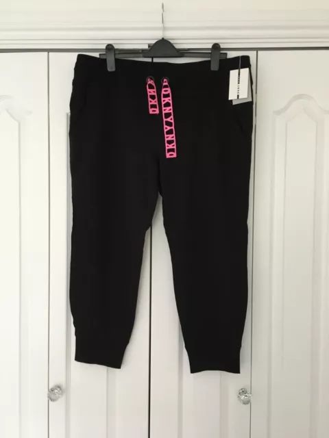 DKNY Sport Womens black cropped cuffed cotton Jogger XL - BNWT