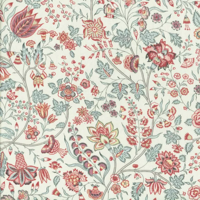 Textiles Français Les Fleurs d’Inde Tissu 100 % Coton 140cm de large Rose/Bleu