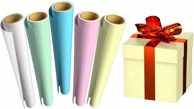 10 X Pastel Gift Wrapping Paper roll Eco Kraft Paper Wrap 3m