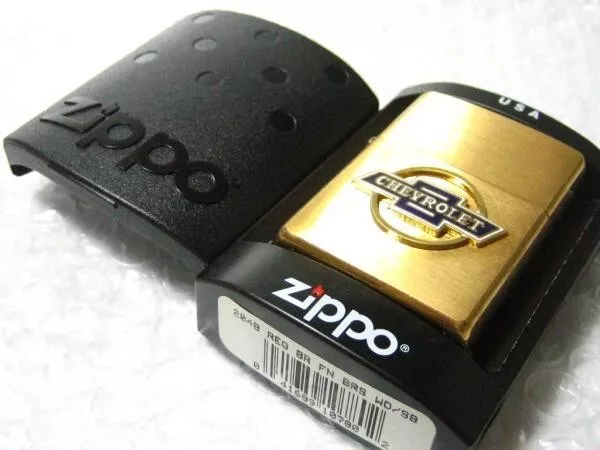 Zippo Oil Lighter Chevrolet Emblem Logo Gold Brass Regular Case Japan