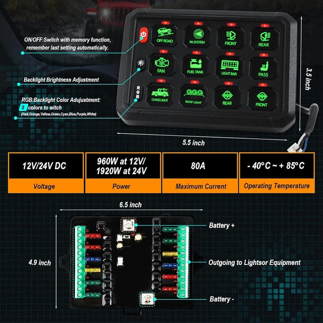 AUXILIARY SWITCH PANEL Easy Using 12 Gang Switch Panel Wide Application ...