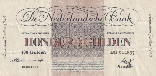 Netherlands 100 Gulden 1945 VF