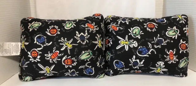 Set of 2 Black Bugs XoXo Travel Polyester Fiber Pillows