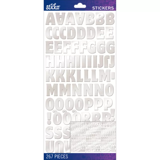 Sticko Alphabet Stickers-Silver Foil Motter Medium, E5290058